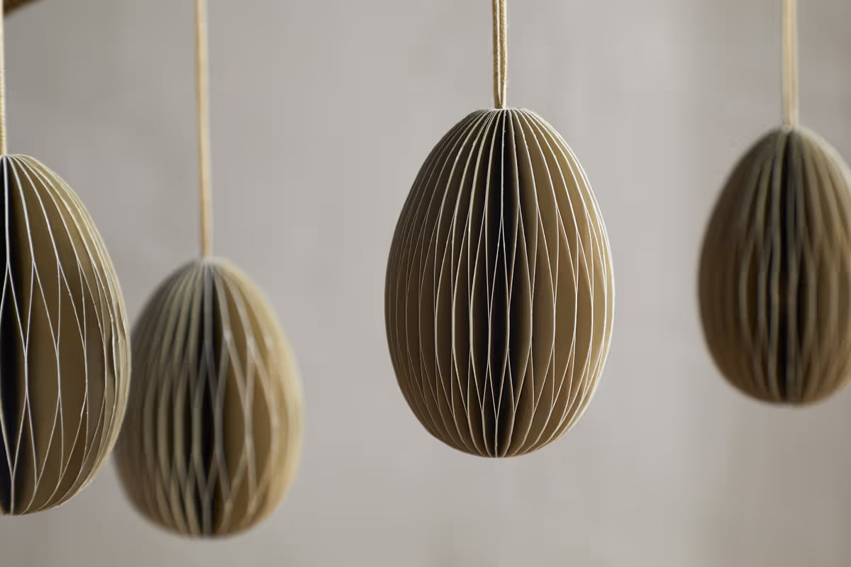 Nkuku - Piani Hanging Paper Decoration - Moss Green - Set of 4