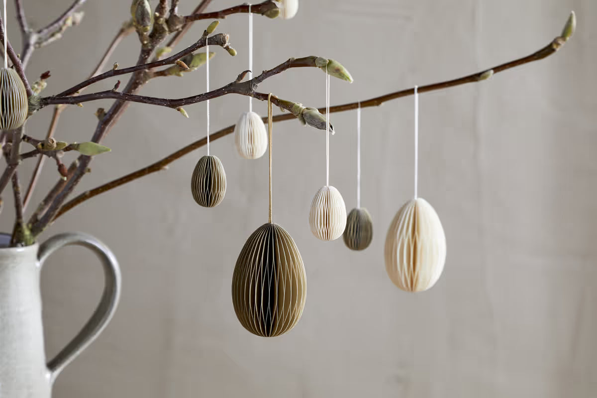 Nkuku - Piani Hanging Paper Decoration - Moss Green - Set of 4