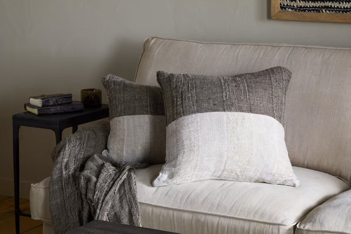Nkuku - Munir Linen Cushion Cover - Charcoal - 50 x 50cm