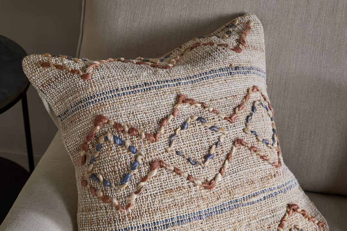 Nkuku - Nila Esha Cushion Cover - Rust & Indigo - 60 x 40cm