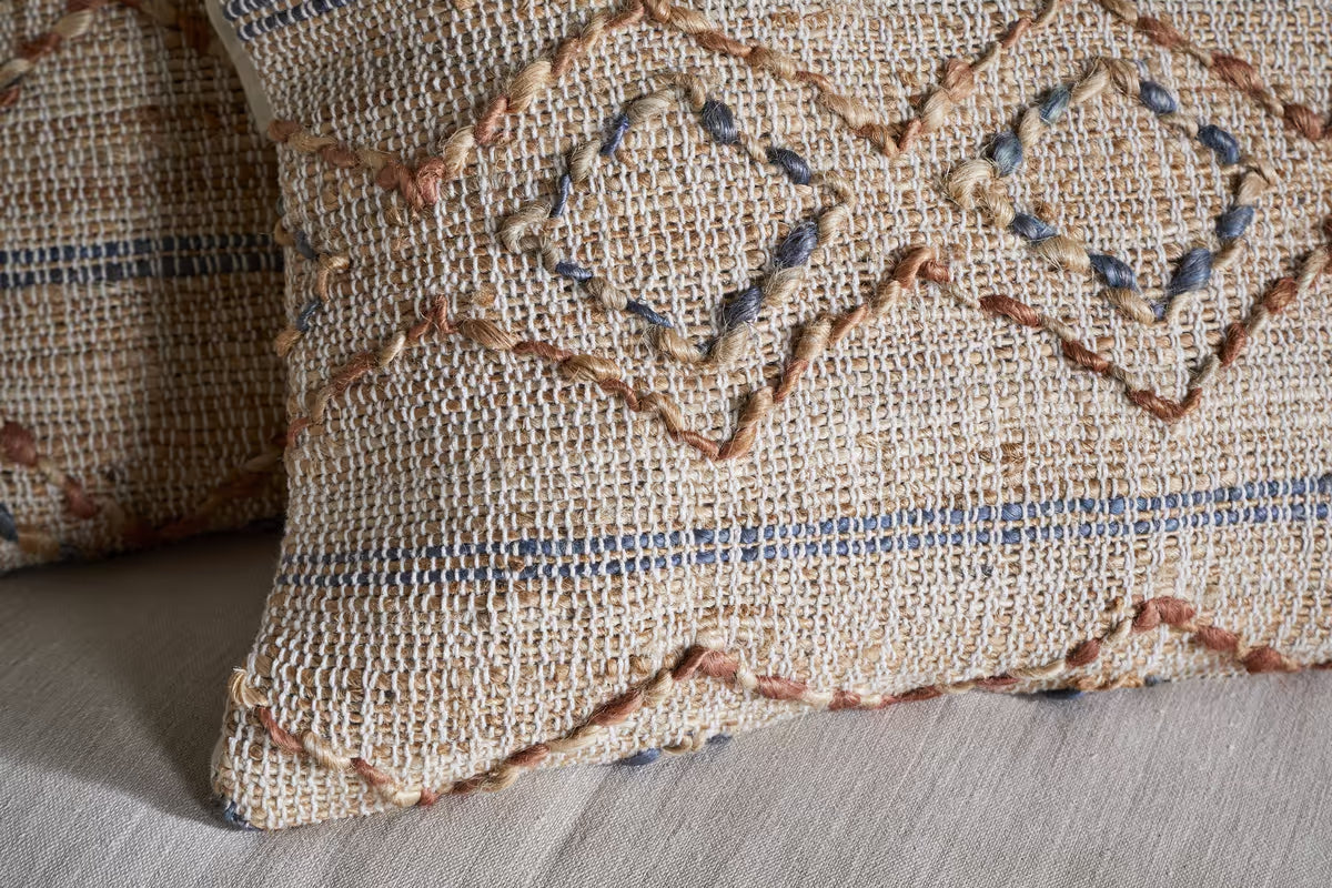 Nkuku - Nila Esha Cushion Cover - Rust & Indigo - 60 x 40cm