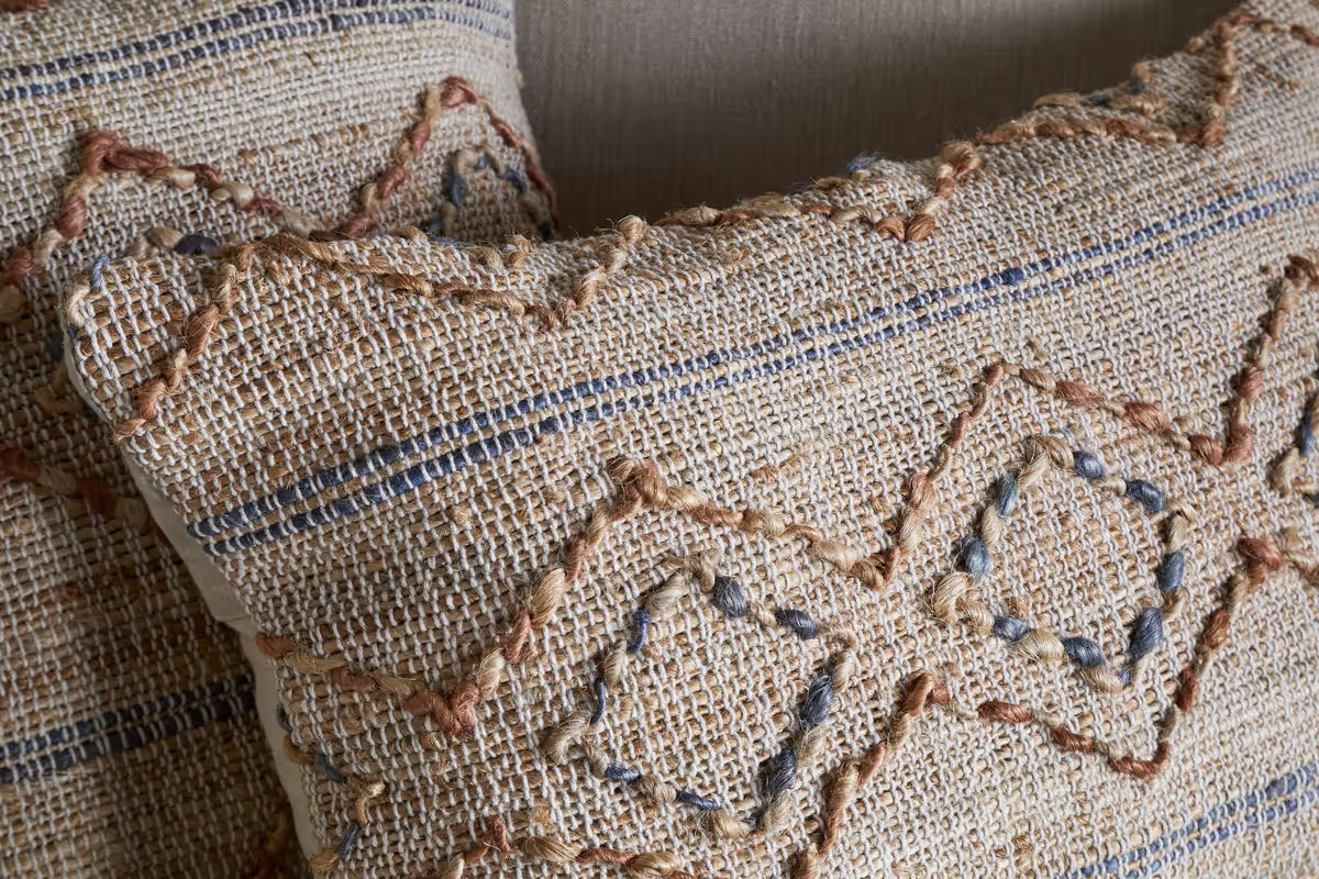 Nkuku - Nila Esha Cushion Cover - Rust & Indigo - 60 x 40cm
