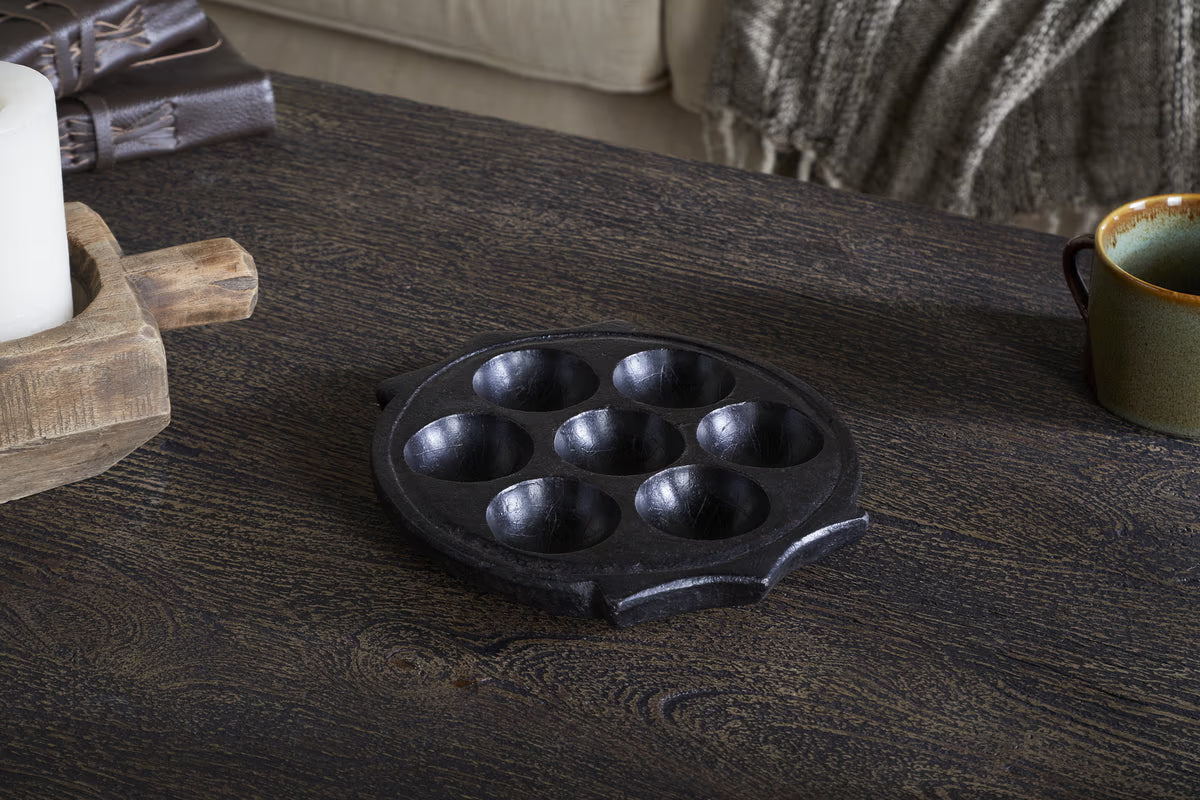 Nkuku - Maji Stone Multi Tealight Holder - Antique Black