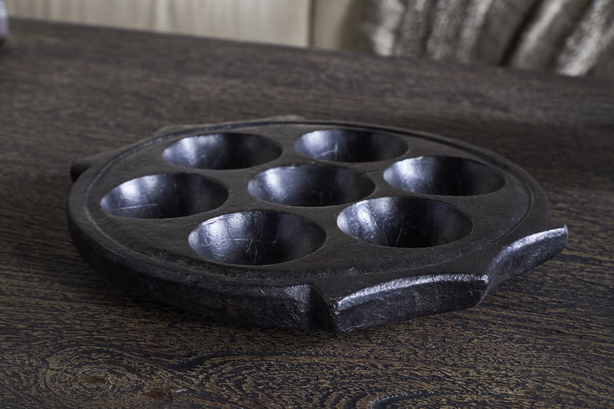 Nkuku - Maji Stone Multi Tealight Holder - Antique Black