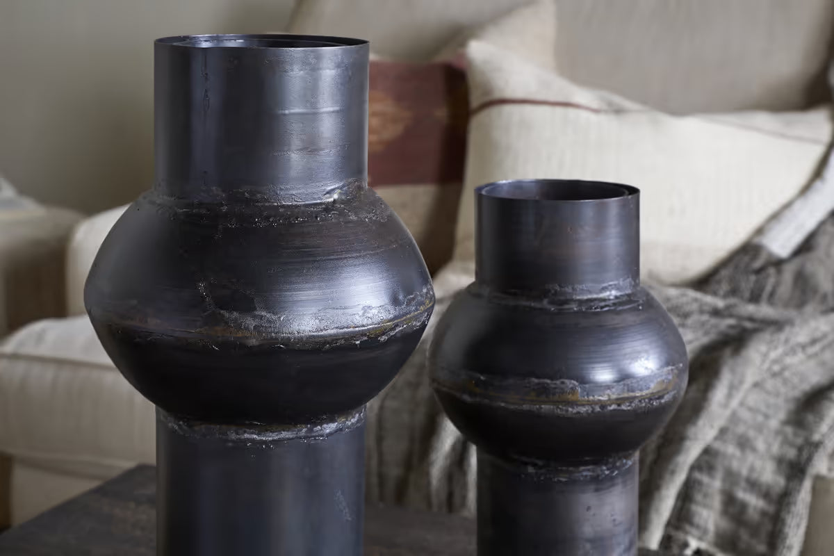 Nkuku - Endo Reclaimed Iron Vase - Aged Black - Small
