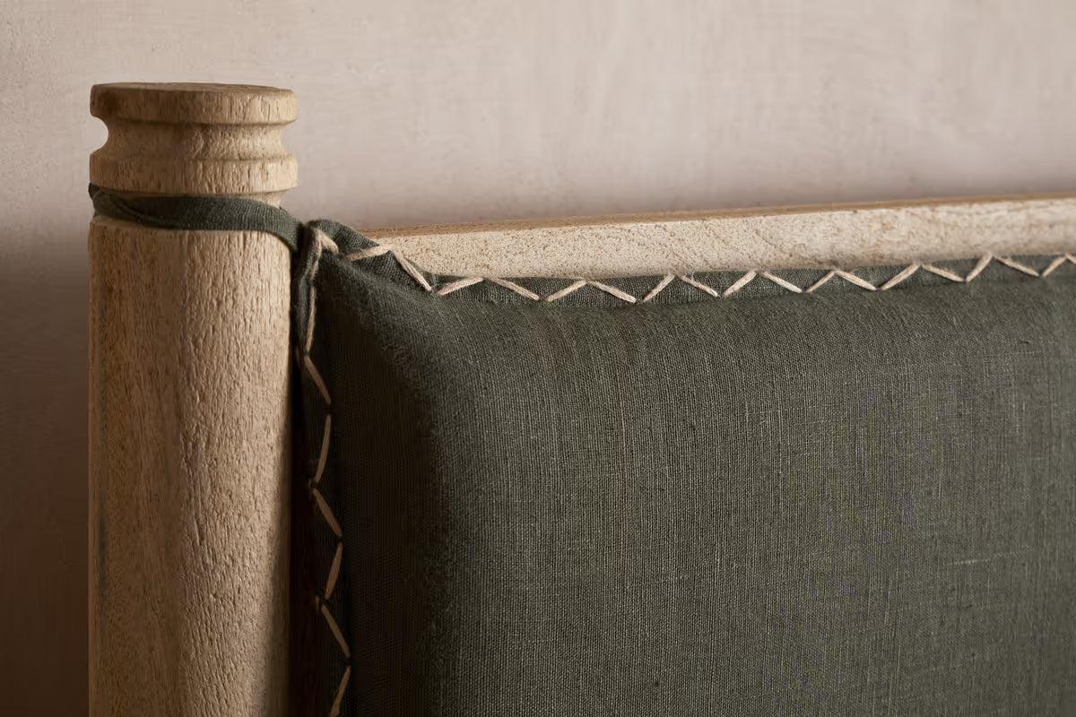 Nkuku - Sri Mango Wood Bed - Moss