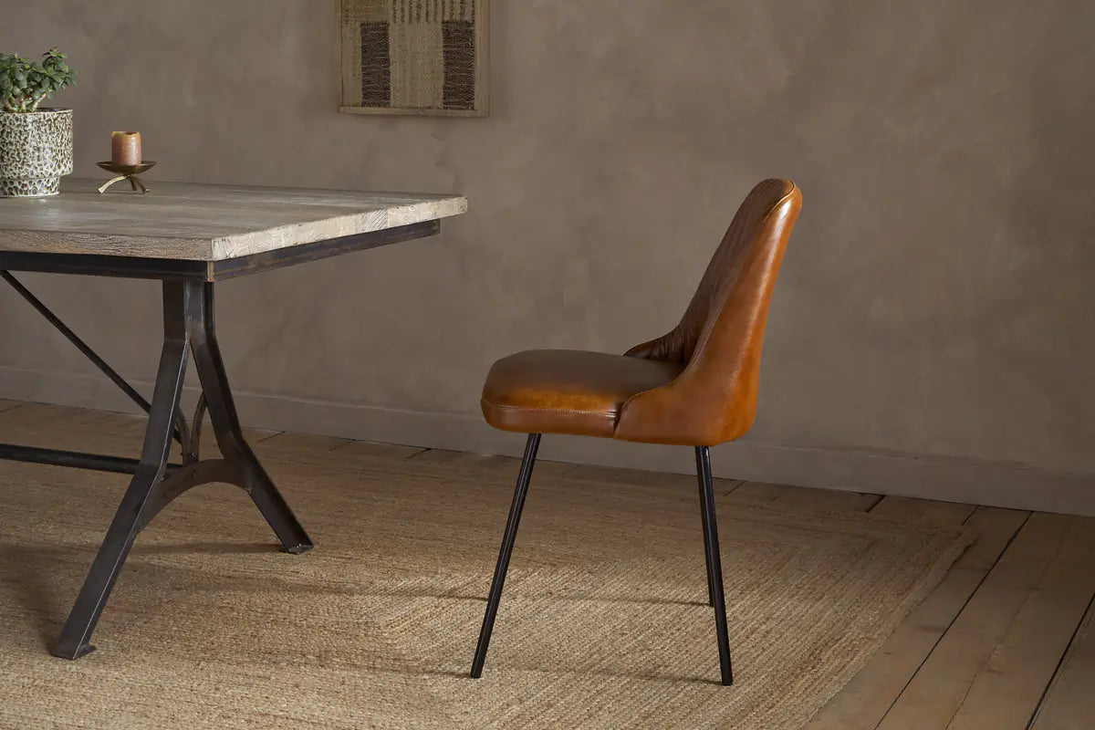 Nkuku - Harsha Leather Dining Chair - Aged Tan