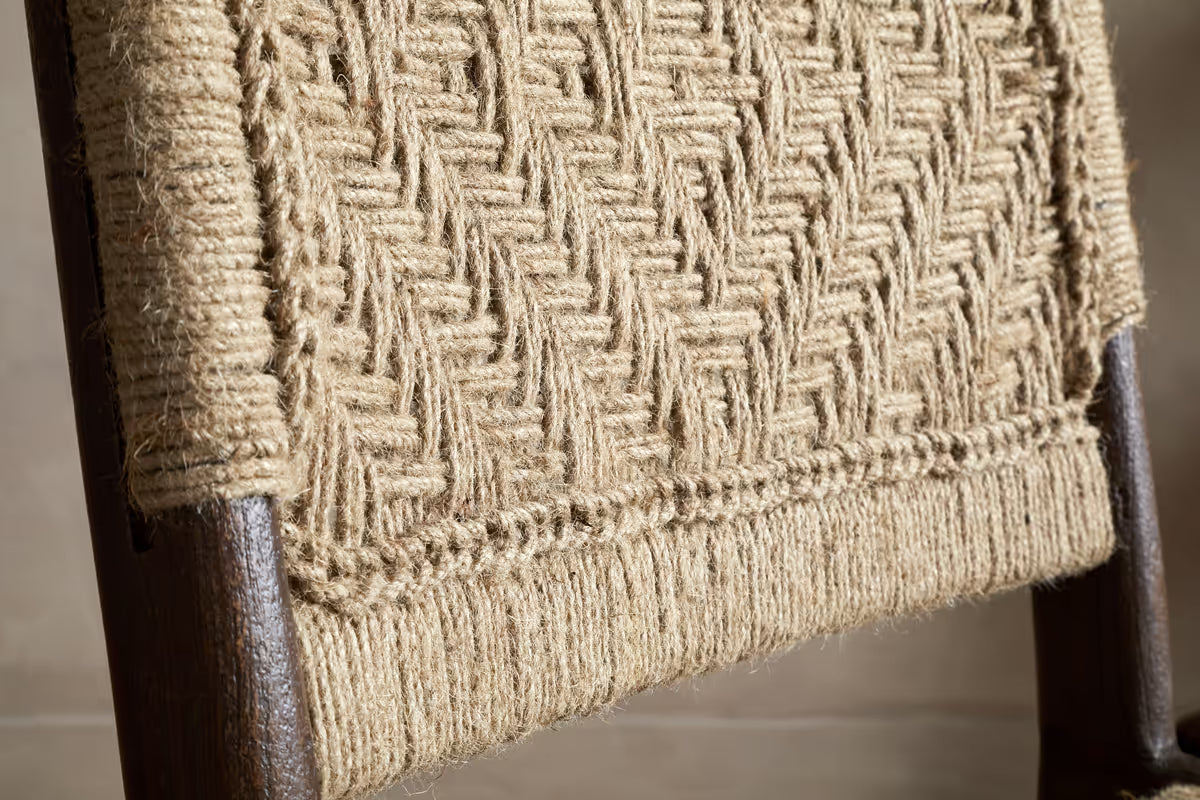 Nkuku - Vinay Jute & Wood Woven Dining Chair - Chocolate Brown
