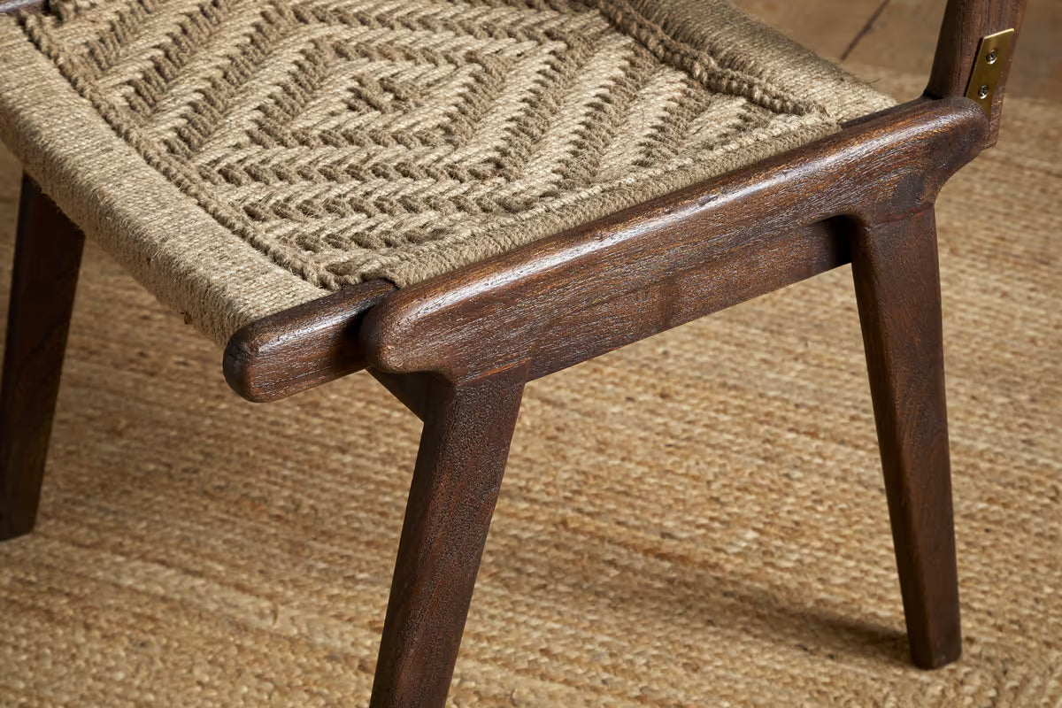 Nkuku - Vinay Jute & Wood Woven Dining Chair - Chocolate Brown