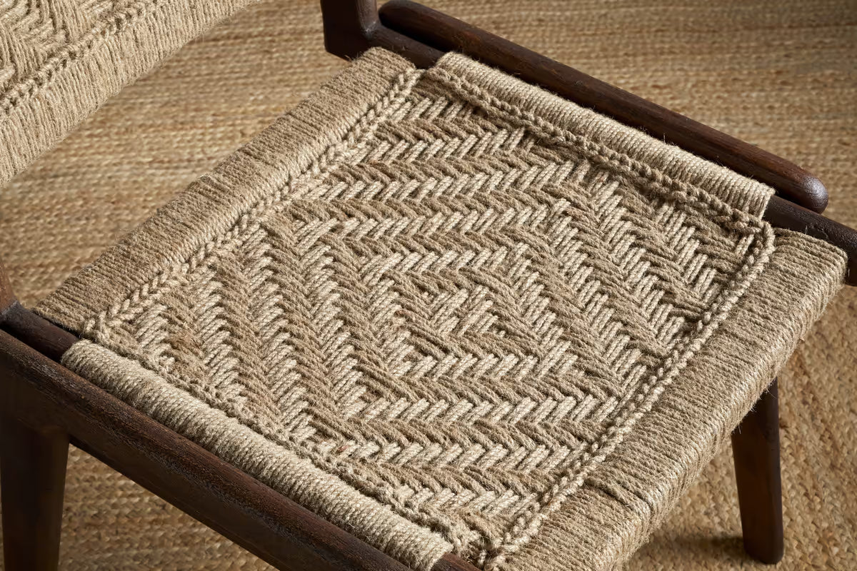 Nkuku - Vinay Jute & Wood Woven Dining Chair - Chocolate Brown