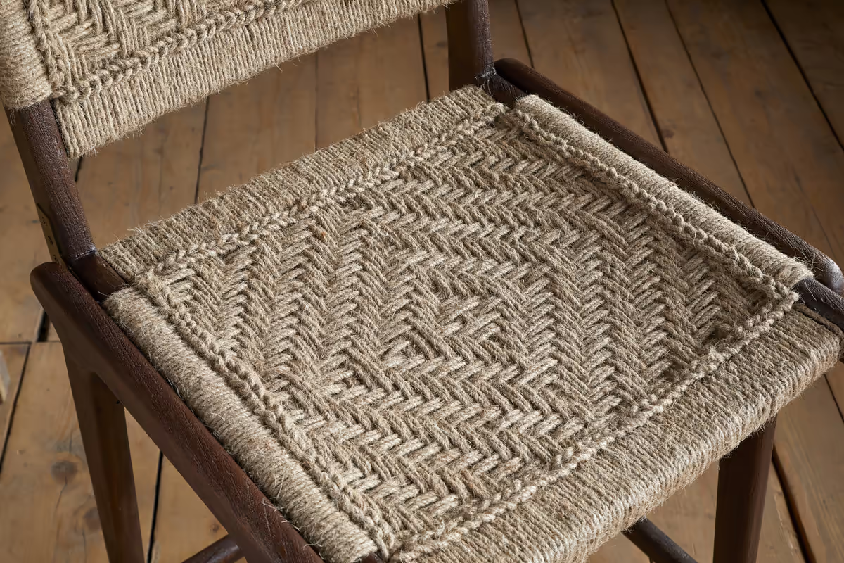 Nkuku - Vinay Jute & Wood Woven Counter Chair - Chocolate Brown