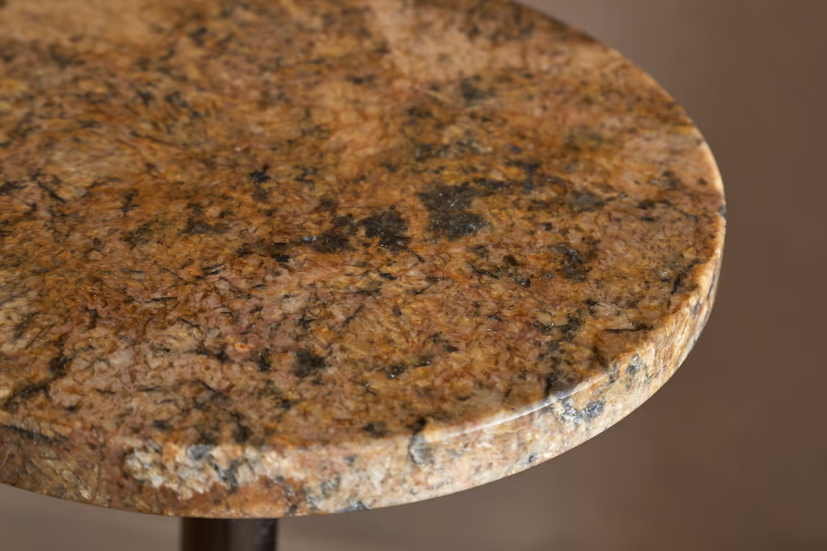 Nkuku - Israj Marble & Cast Metal Side Table - Aged Black