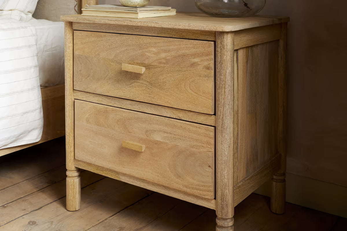 Nkuku - Sri Mango Wood Bedside Table - Natural