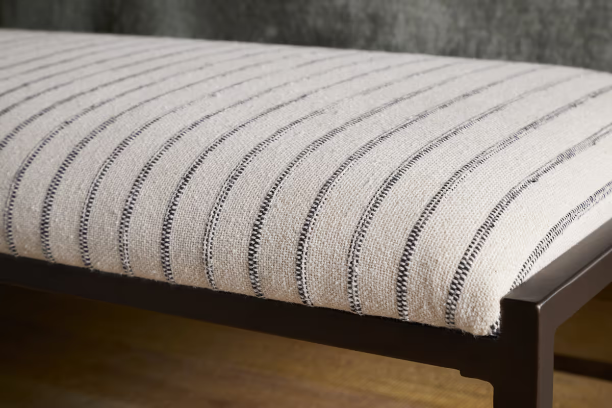 Nkuku - Sanja Cotton Upholstered Bench - Charcoal & Natural