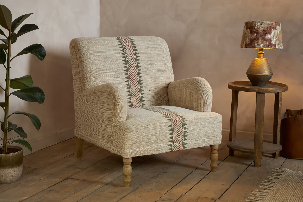 Nkuku - Zairya Jute & Cotton Armchair - Natural & Rust