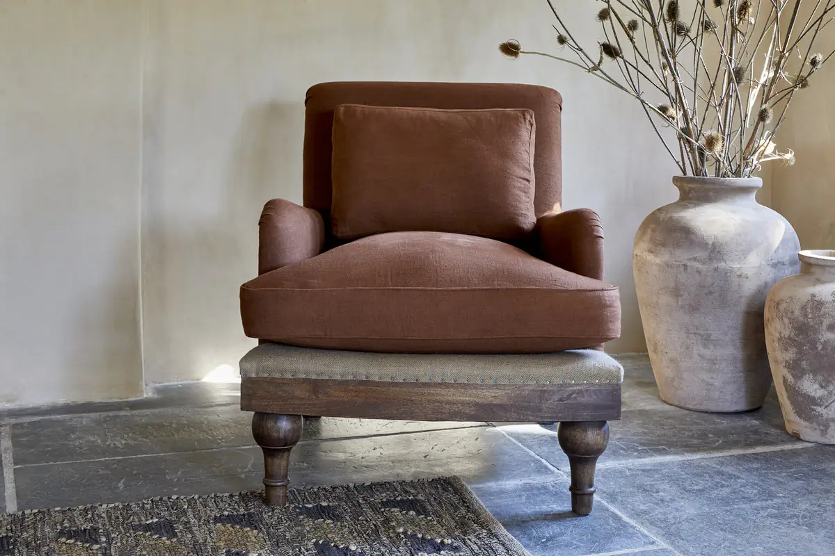 Nkuku - Abe Linen Deconstructed Armchair - Rust