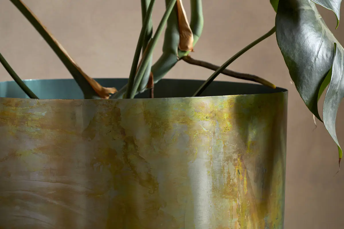 Nkuku - Jani Metal Planter - Oxidised Metal