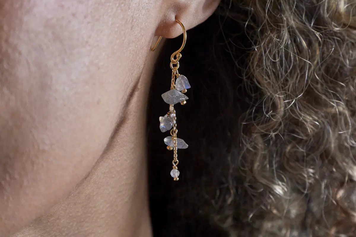 Nkuku - Jaradi Labradorite Earrings - Gold