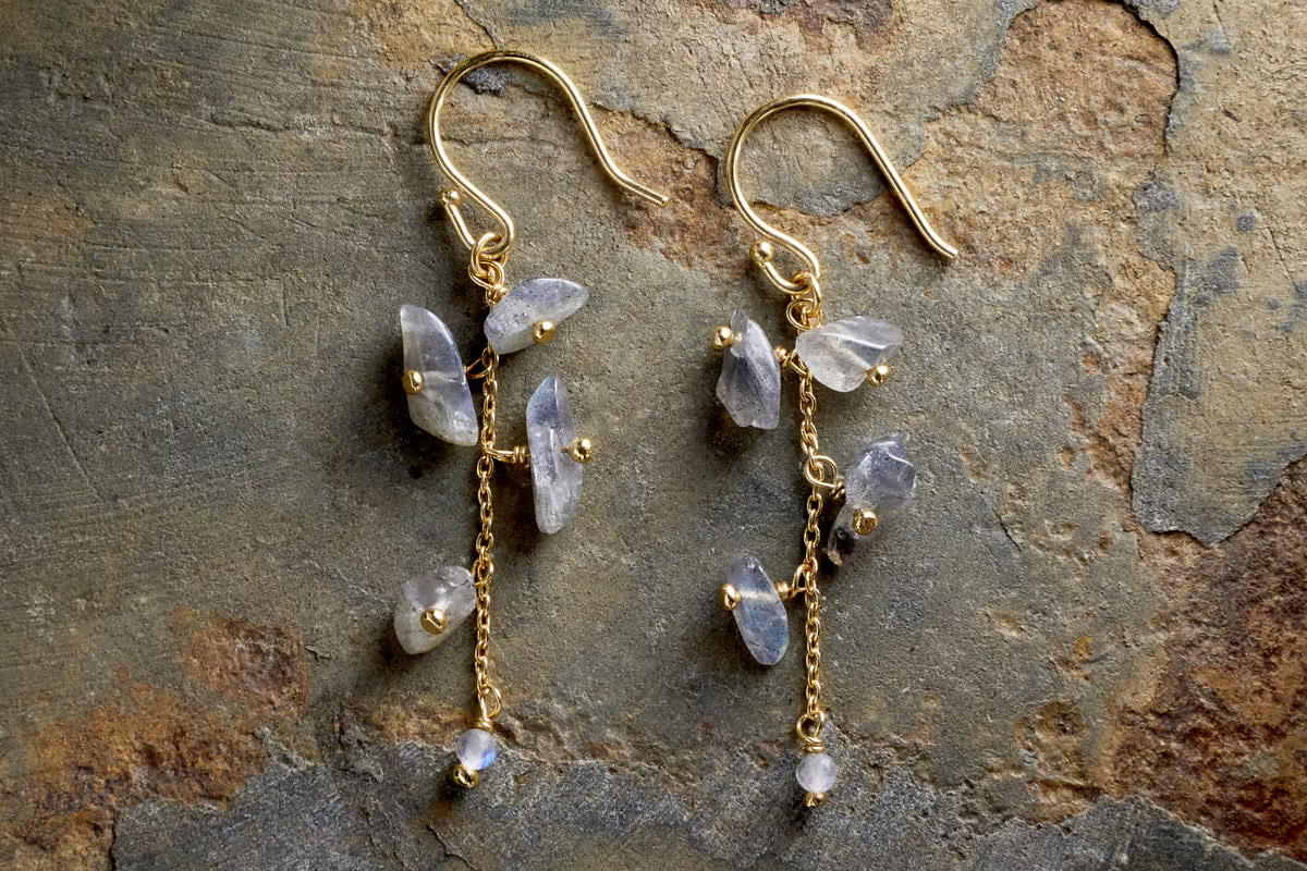 Nkuku - Jaradi Labradorite Earrings - Gold