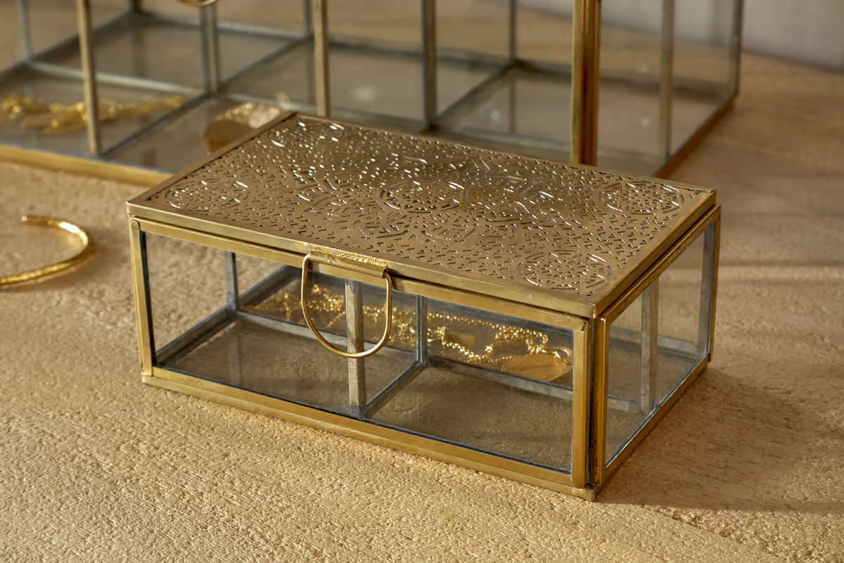 Nkuku - Kijang Jewellery Box - Brass & Clear - Small