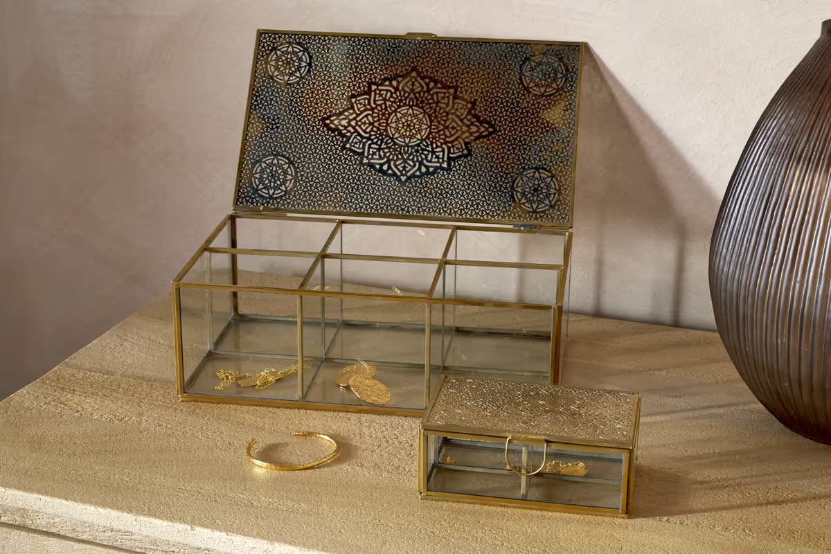 Nkuku - Kijang Jewellery Box - Brass & Clear - Small