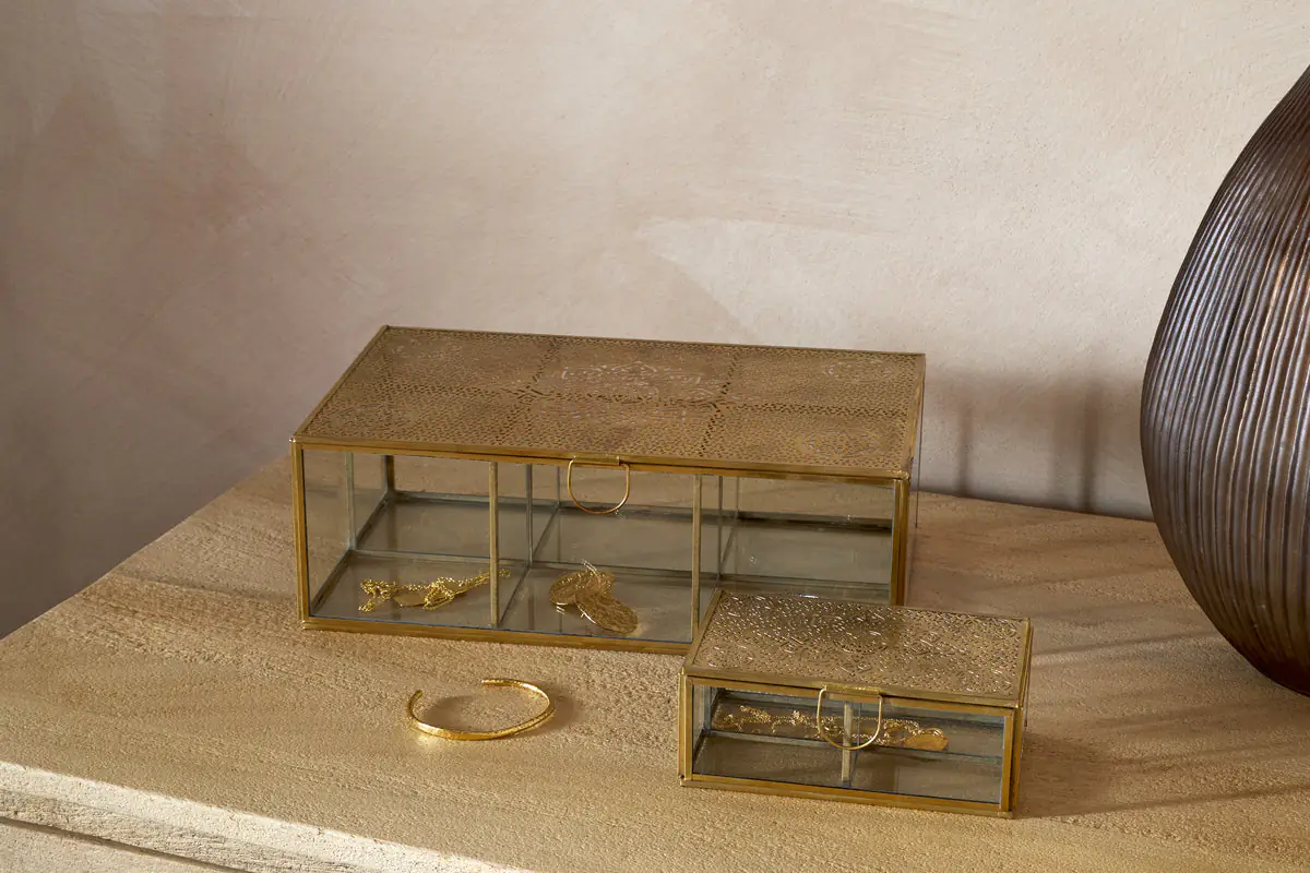 Nkuku - Kijang Jewellery Box - Brass & Clear - Small