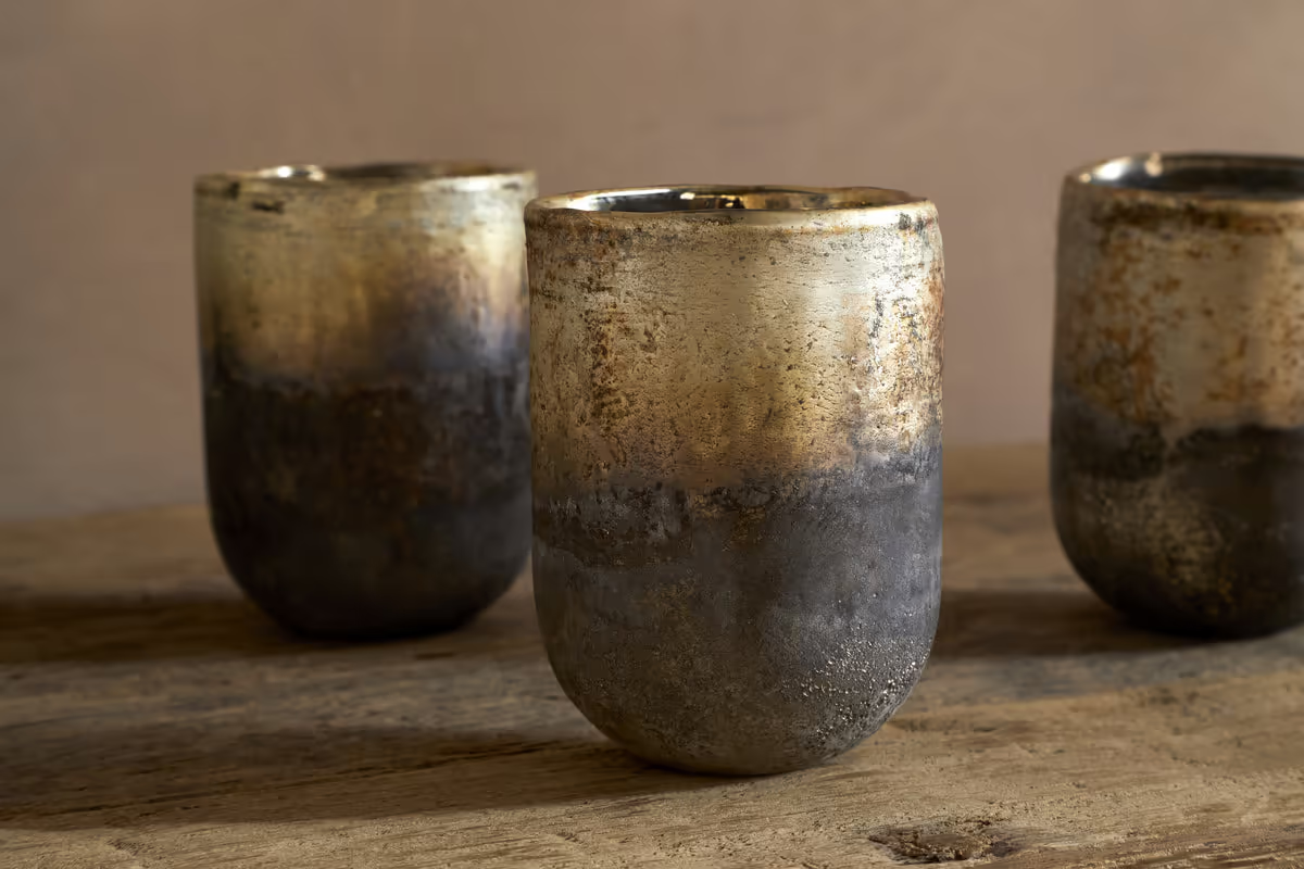Nkuku - Furaha Tealight Holders - Frosted Black - Small (Set of 3)