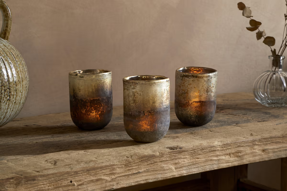 Nkuku - Furaha Tealight Holders - Frosted Black - Small (Set of 3)