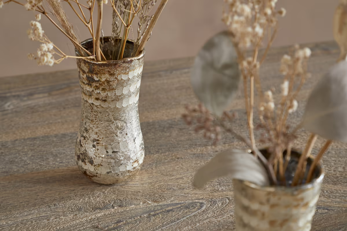 Nkuku - Rumi Recycled Glass Mini Vases - Silver Rust - (Set of 3)