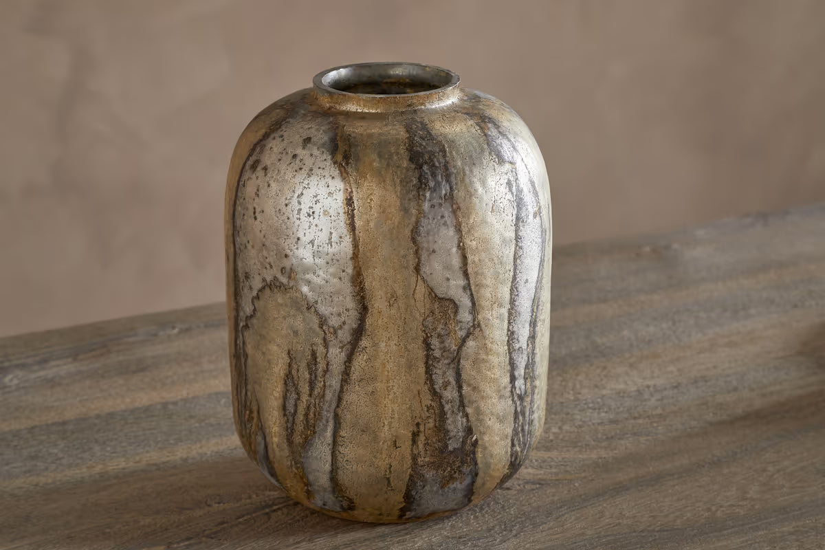 Nkuku - Hamira Recycled Glass Vase - Silver Rust