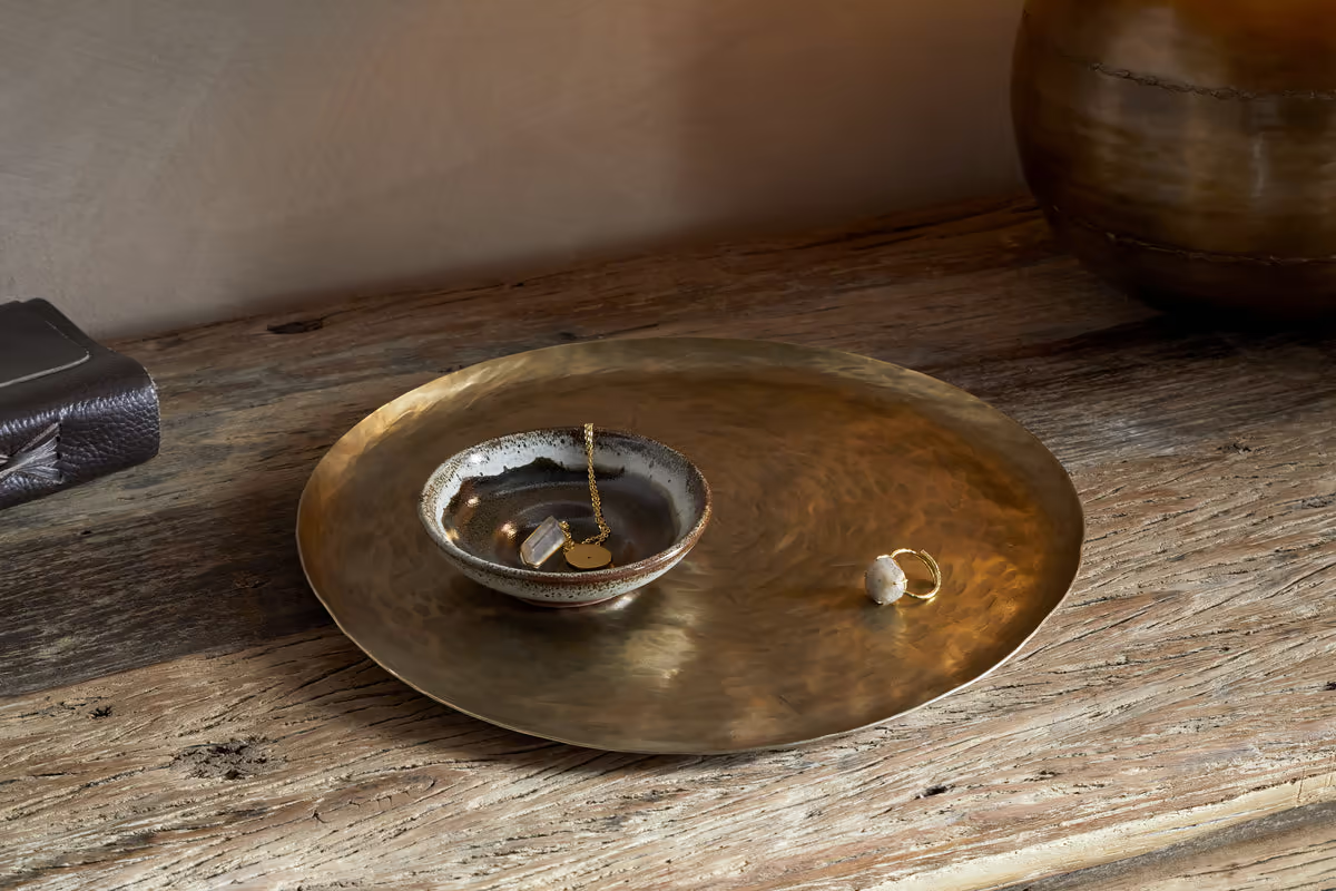 Nkuku - Oorja Round Tray - Brass