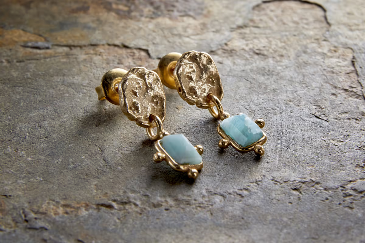 Nkuku - Ebbe Amazonite Earrings - Gold