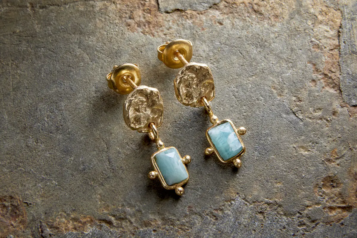 Nkuku - Ebbe Amazonite Earrings - Gold