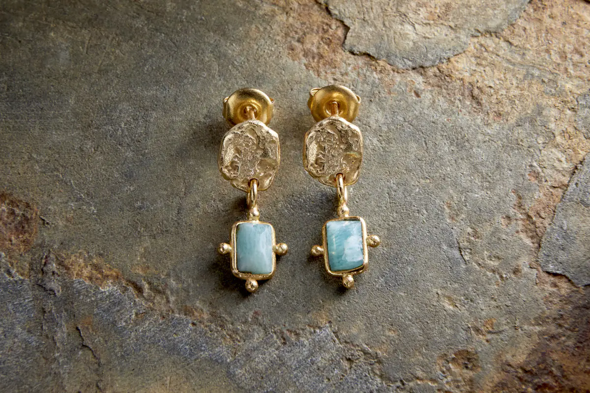 Nkuku - Ebbe Amazonite Earrings - Gold