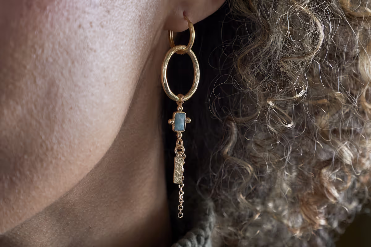 Nkuku - Tumari Amazonite Earrings - Gold