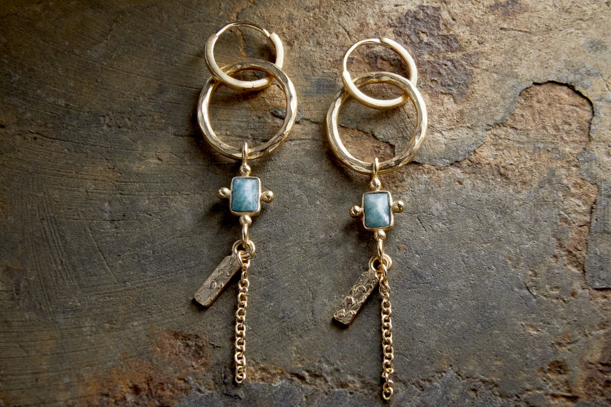 Nkuku - Tumari Amazonite Earrings - Gold