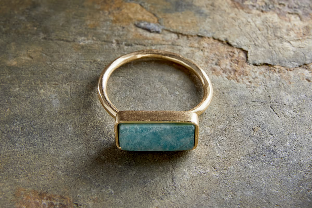 Nkuku - Damaia Amazonite Ring - Gold