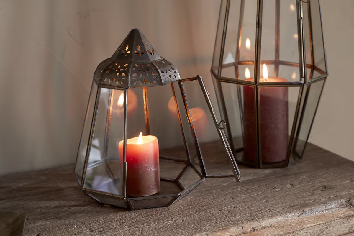 Nkuku - Nyiruan Lantern - Brass & Clear - Small - Without Candle