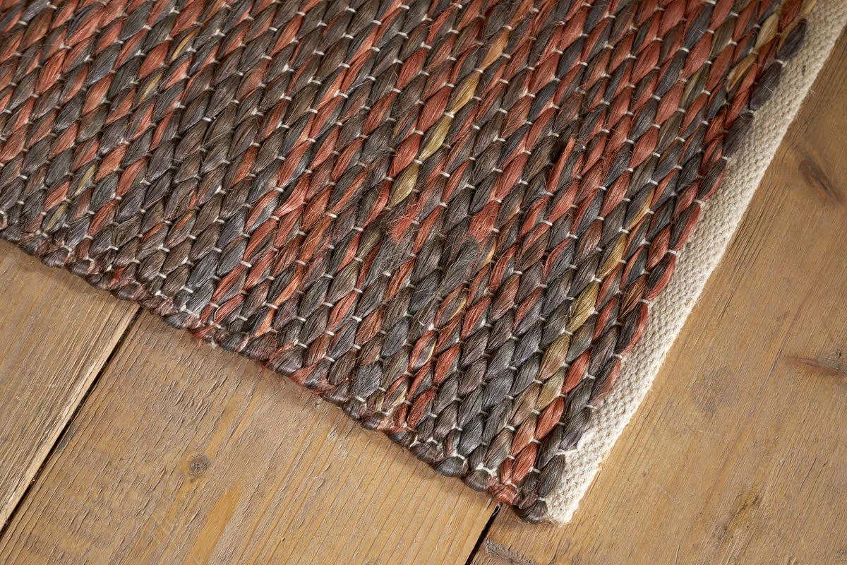 Nkuku - Kekere Jute & Cotton Rug - Natural & Rust