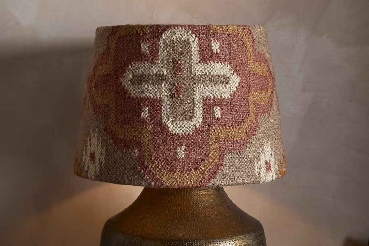 Nkuku - Yatra Jute Kilim Lampshade - Rust & Natural - Large