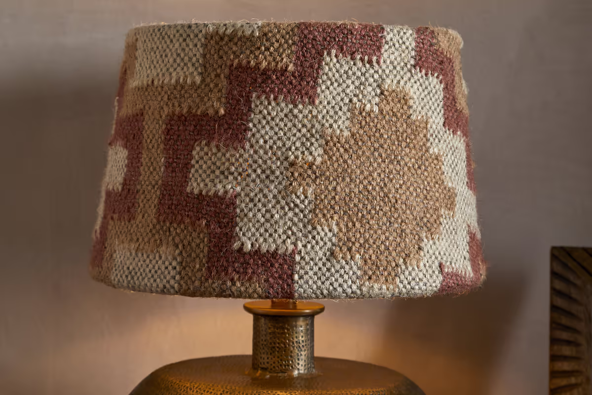 Nkuku - Shanto Jute Kilim Lampshade - Rust & Natural - Medium
