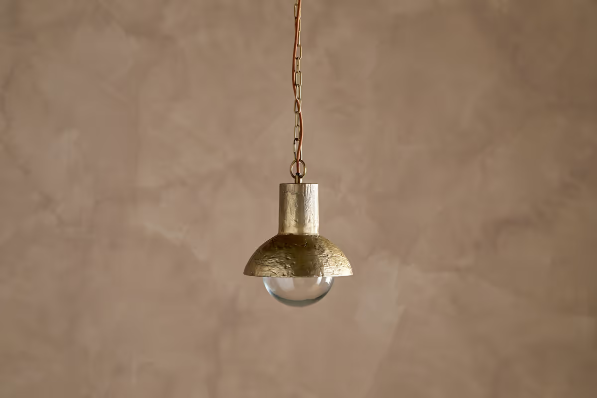 Nkuku - Sakti Brass & Recycled Glass Pendant - Clear