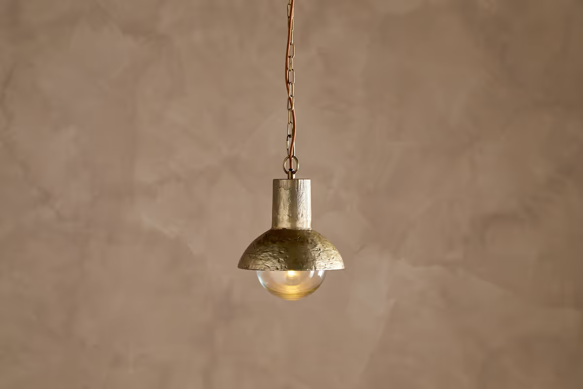 Nkuku - Sakti Brass & Recycled Glass Pendant - Clear