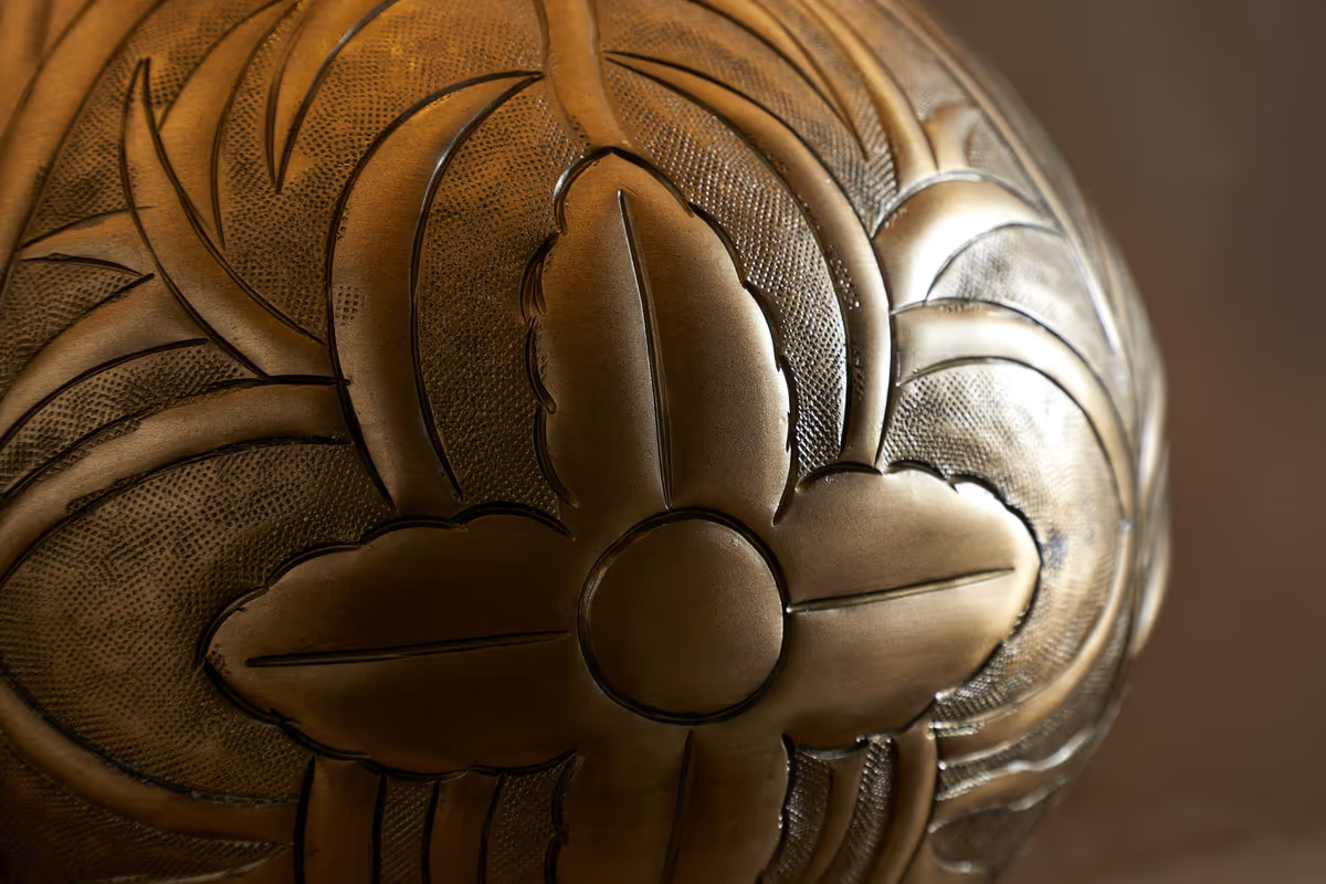 Nkuku - Purana Etched Table Lamp Base - Brass