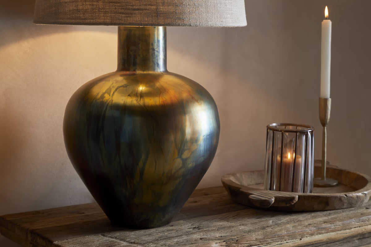 Nkuku - Higala Antique Table Lamp Base - Burnished Bronze - Without Lampshade
