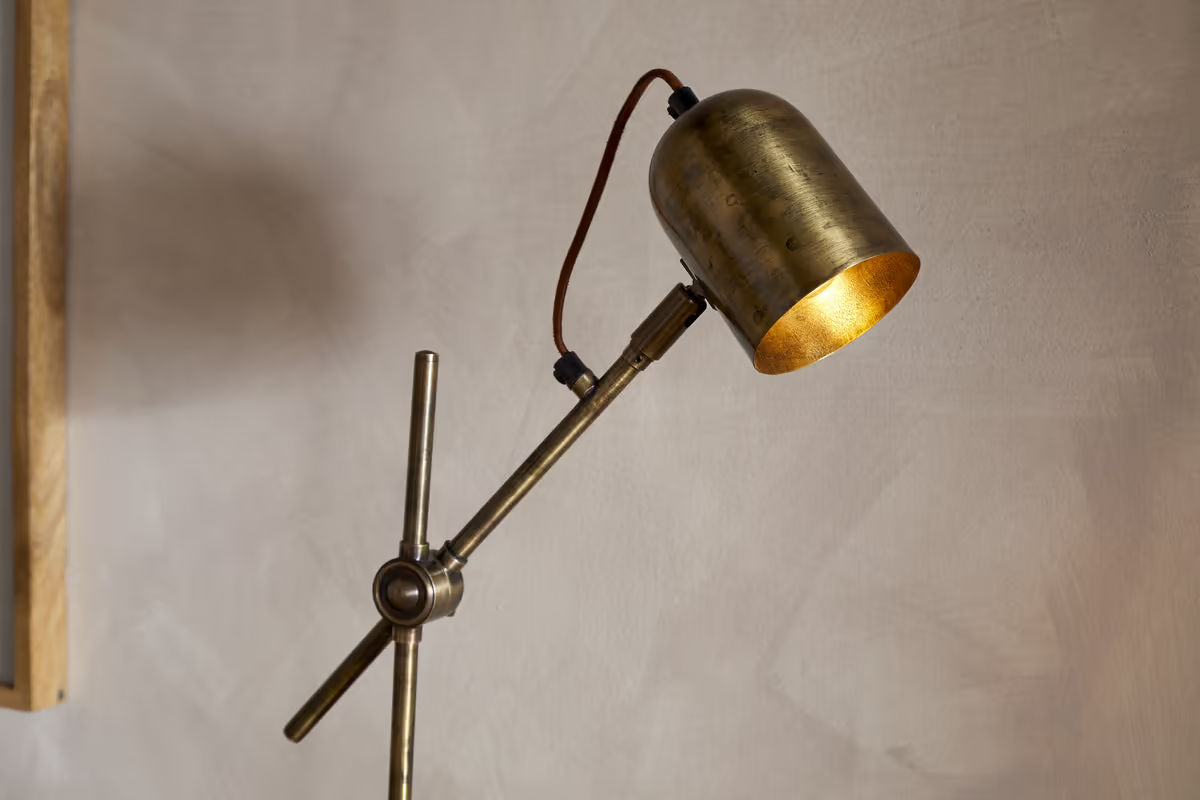 Nkuku - Thenkara Directional Desk Lamp - Antique Brass