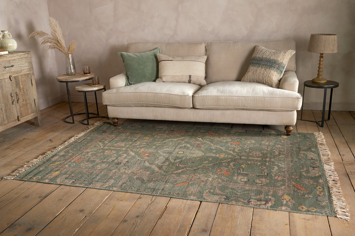 Nkuku - Okuta Jute Heirloom Rug - Olive Green
