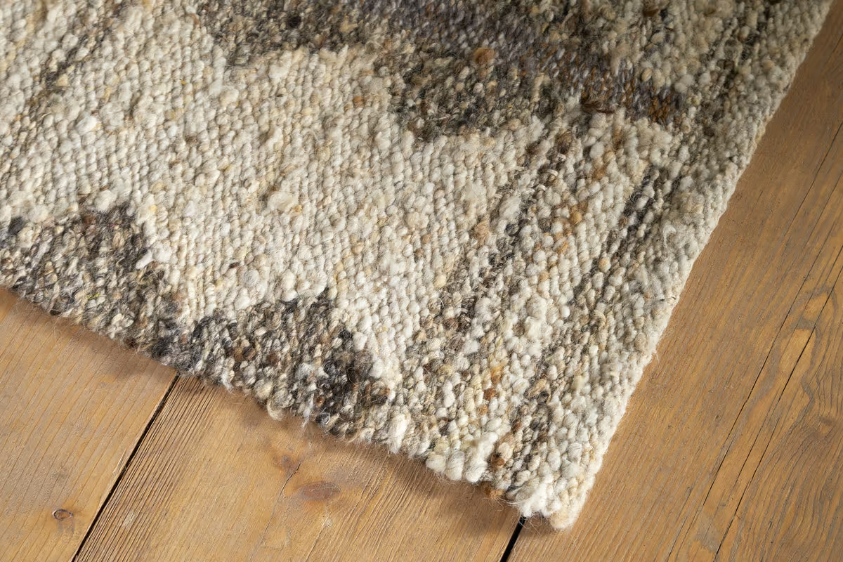 Nkuku - Japandi Handspun Cotton & Wool Rug - Cream & Clay
