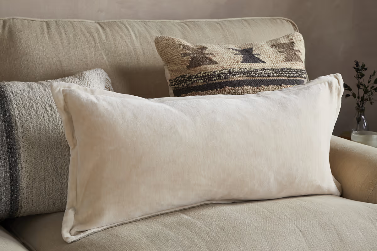 Nkuku - Menmai Statement Velvet Lumbar Cushion Cover - Cream