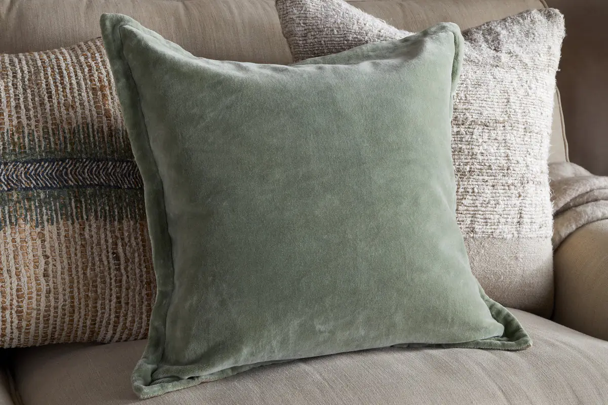 Nkuku - Menmai Velvet Cushion Cover - Eucalyptus - Without Cushion Inner